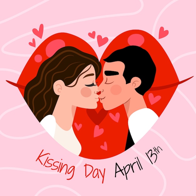 Плоская иллюстрация для празднования Международного дня поцелуя