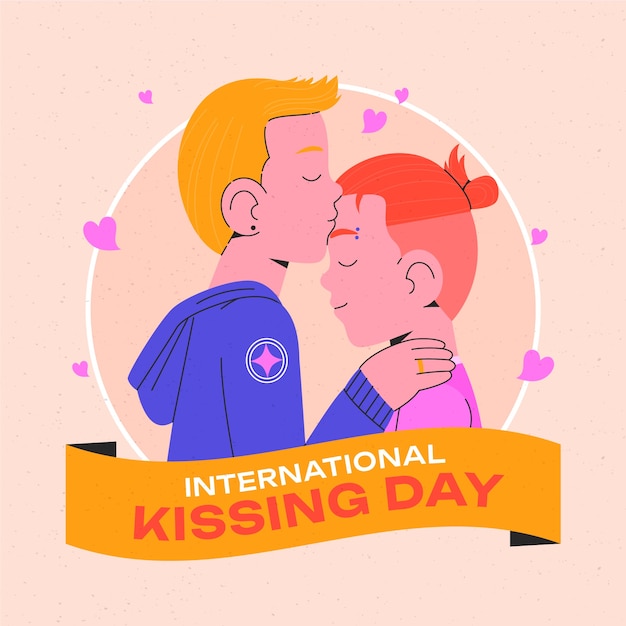 Flat illustration for international kissing day celebration