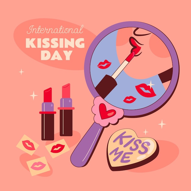 Free vector flat illustration for international kissing day