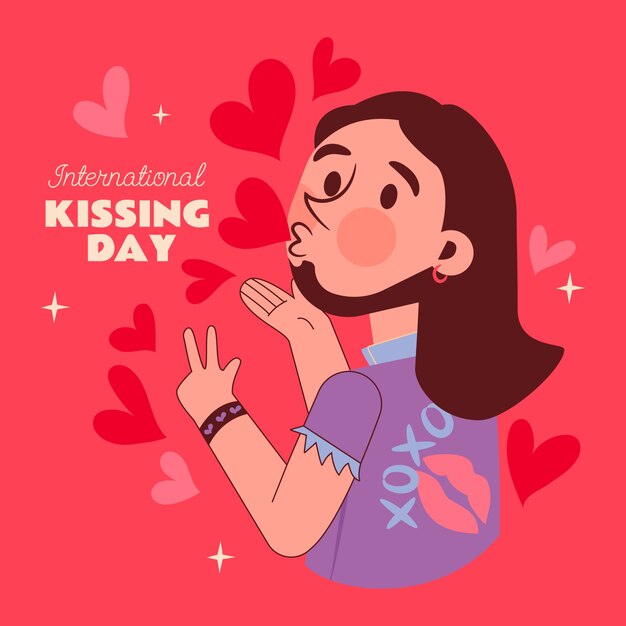 Flat illustration for international kissing day