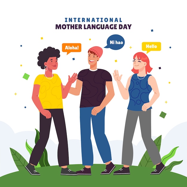 Free vector flat illustration for international mother language day