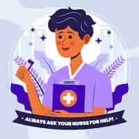 Vettore gratuito illustrazione piatta per la celebrazione della giornata internazionale degli infermieri