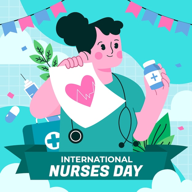 Free vector flat illustration for international nurses day celebration