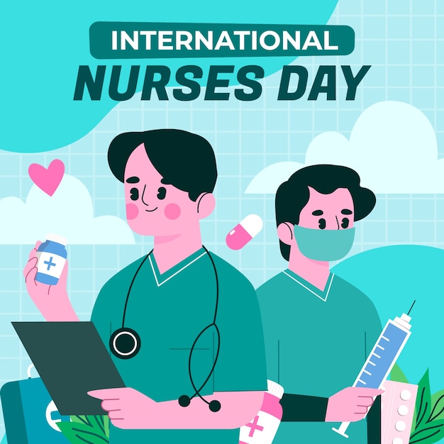 Flat illustration for international nurses day celebration