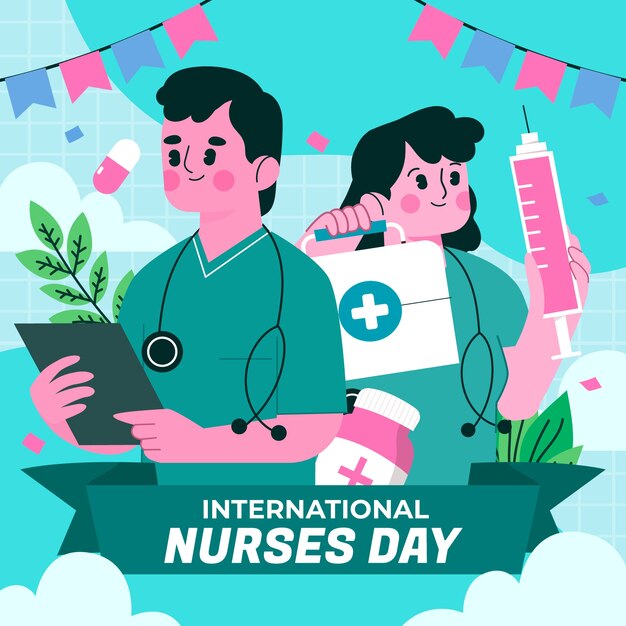 Flat illustration for international nurses day celebration