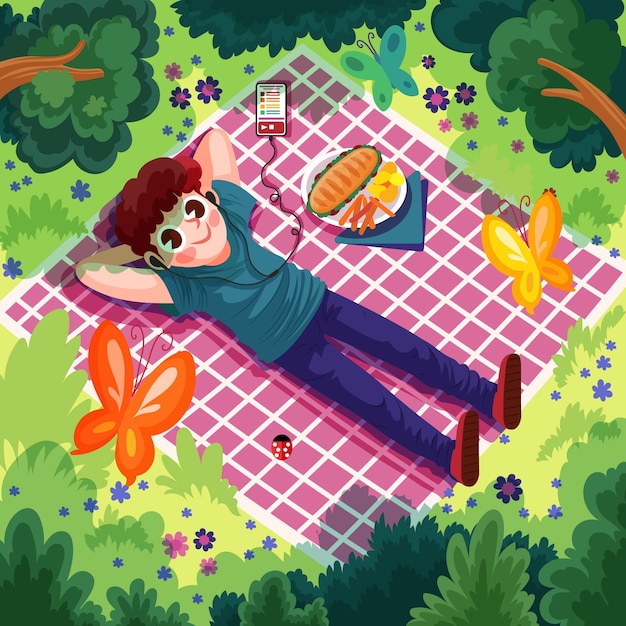 Illustrazione piatta per la celebrazione della giornata internazionale del picnic