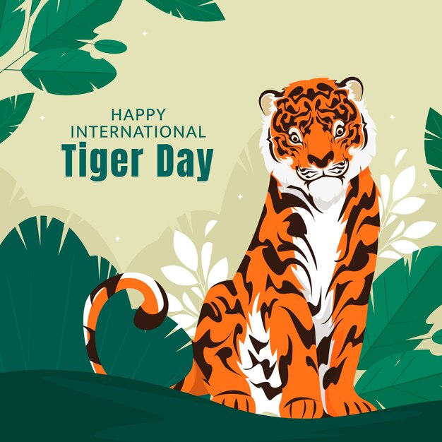 Flat illustration for international tiger day awareness