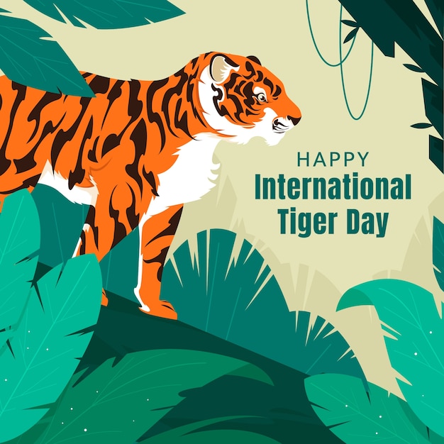 Плоская иллюстрация к международному дню тигра