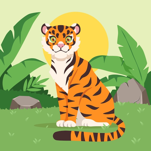 Flat illustration for international tiger day awareness