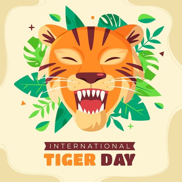 Flat illustration for international tiger day awareness