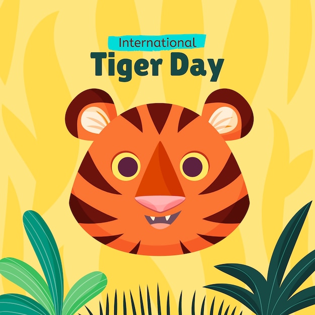 Free vector flat illustration for international tiger day awareness