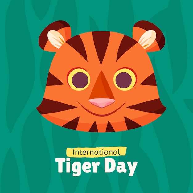 Vettore gratuito illustrazione piatta per la consapevolezza della giornata internazionale della tigre