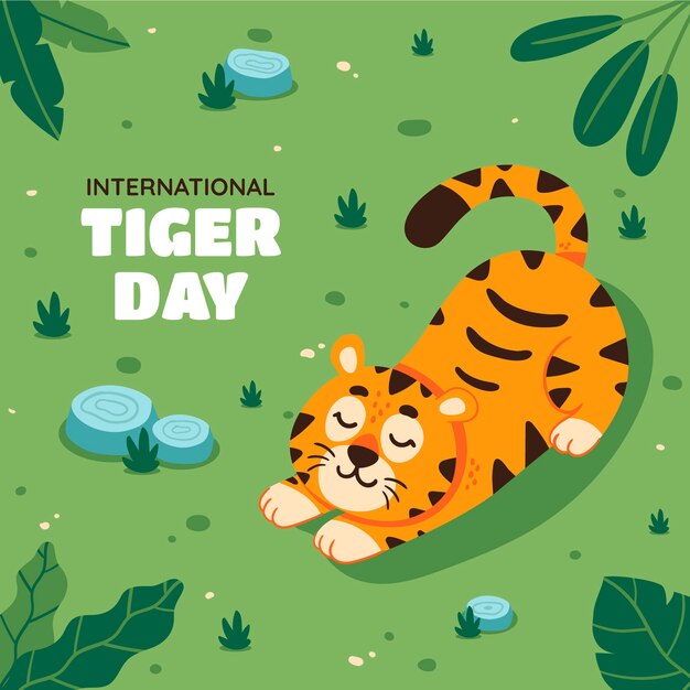 Free vector flat illustration for international tiger day awareness