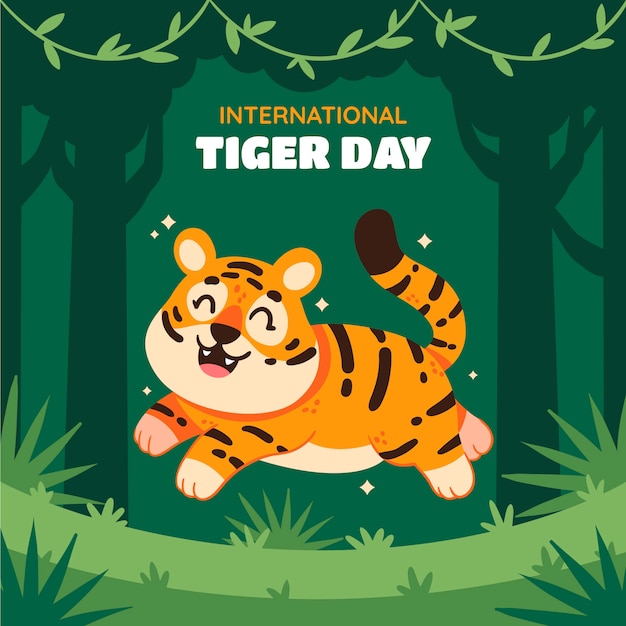 Free vector flat illustration for international tiger day awareness
