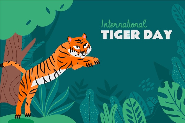 Flat illustration for international tiger day awareness