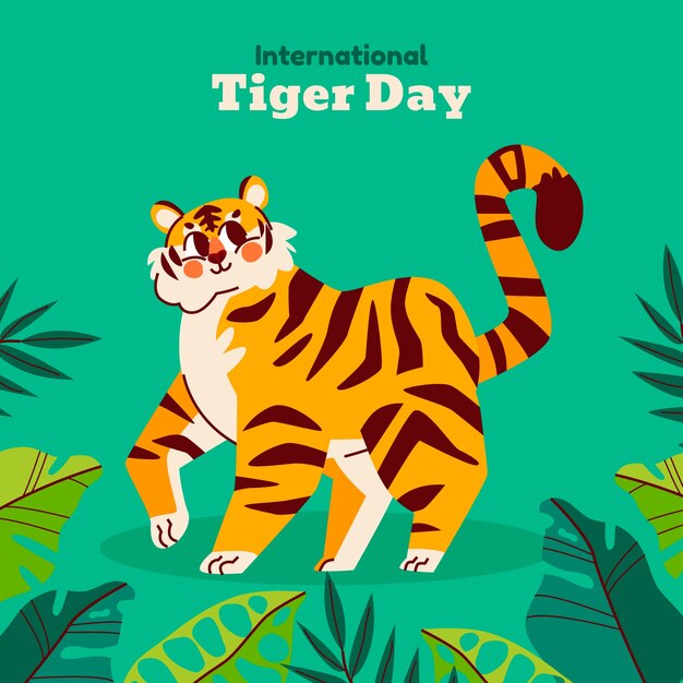 Flat illustration for international tiger day awareness