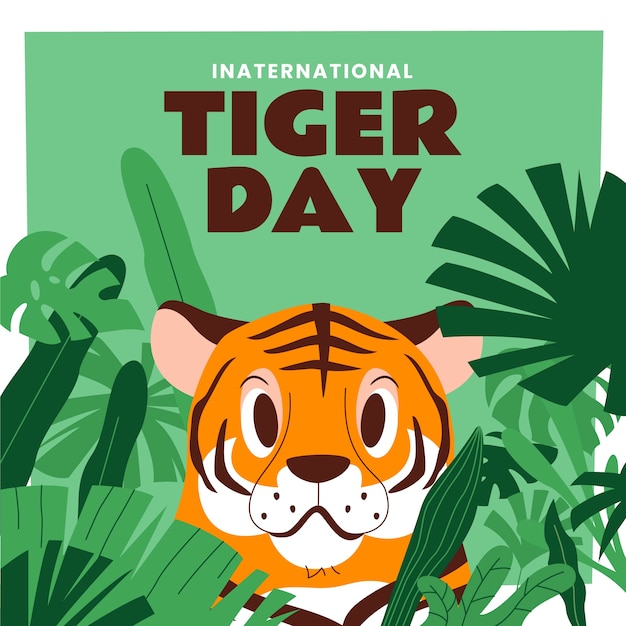 Free vector flat illustration for international tiger day awareness