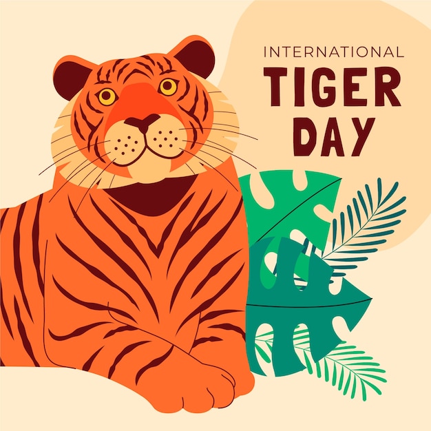 Плоская иллюстрация к международному дню тигра