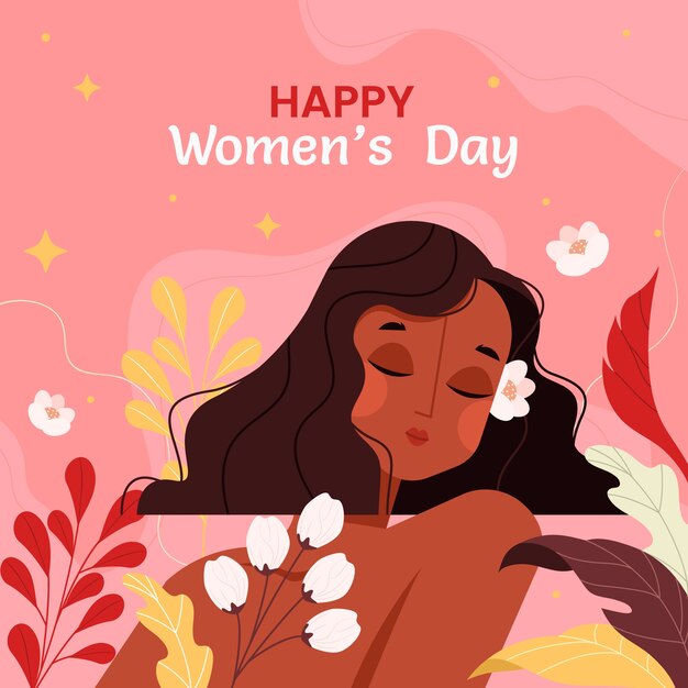 Плоская иллюстрация для празднования Международного женского дня.