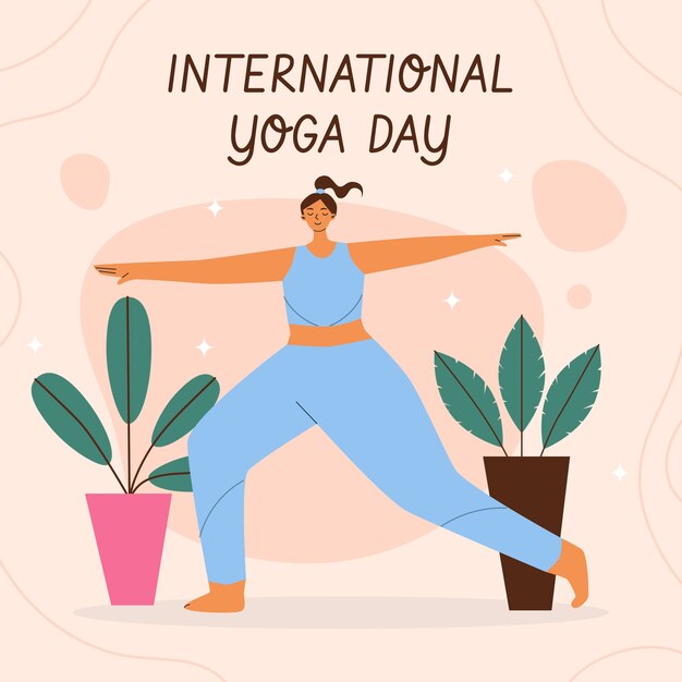 Free vector flat illustration for international yoga day celebration