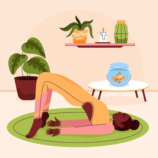 Free vector flat illustration for international yoga day celebration