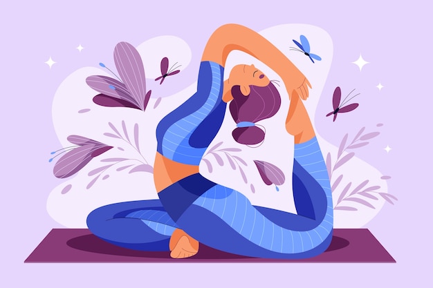 Flat illustration for international yoga day celebration