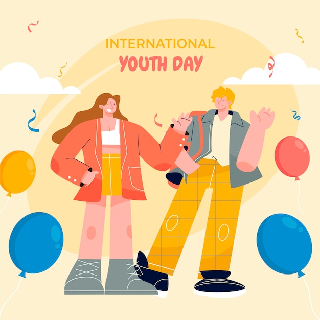 Illustrazione piatta per la celebrazione della giornata internazionale della gioventù