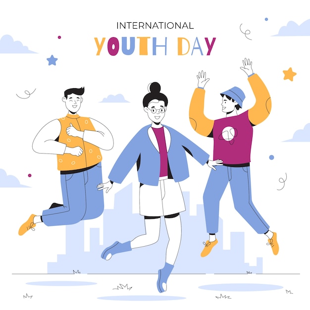 Free vector flat illustration for international youth day celebration