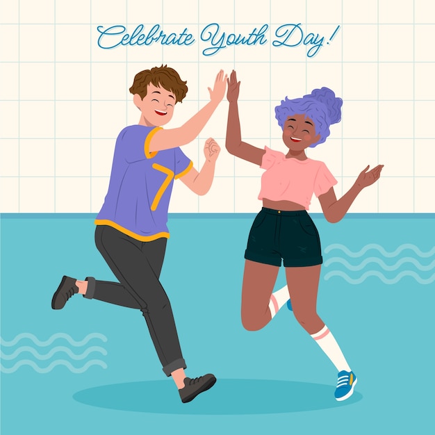 Flat illustration for international youth day celebration