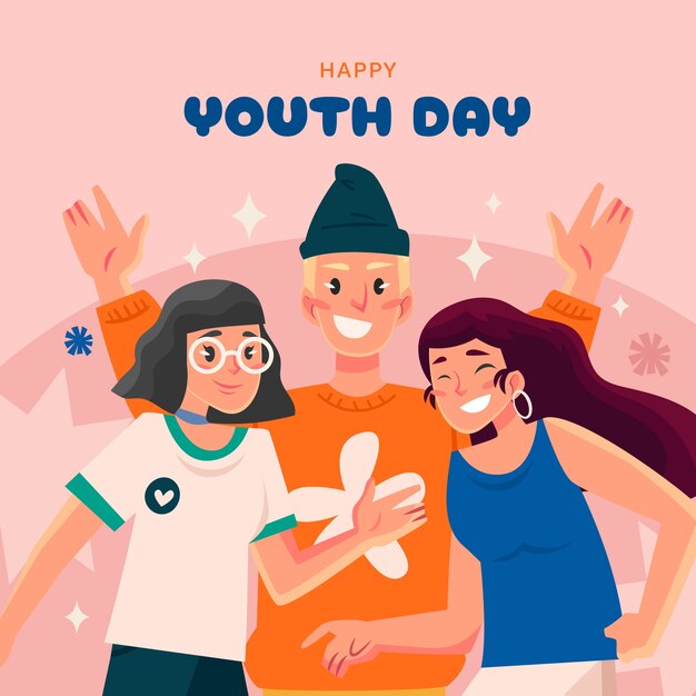 Flat illustration for international youth day celebration