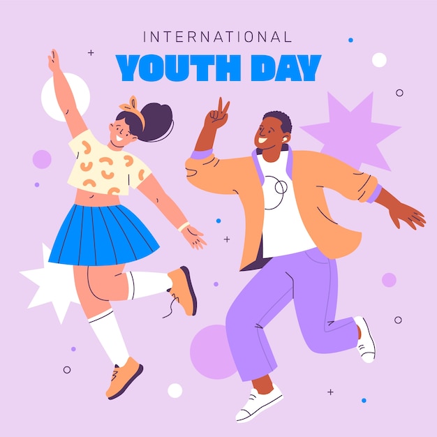 Flat illustration for international youth day celebration