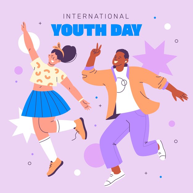 Flat illustration for international youth day celebration