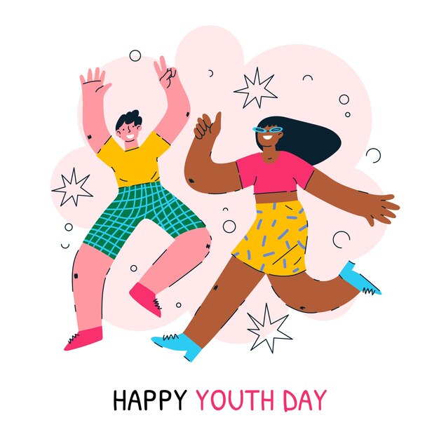 Плоская иллюстрация к празднованию международного дня молодежи