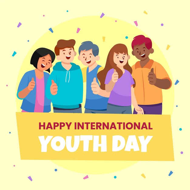 국제 청소년의 날을 위한 평면 그림