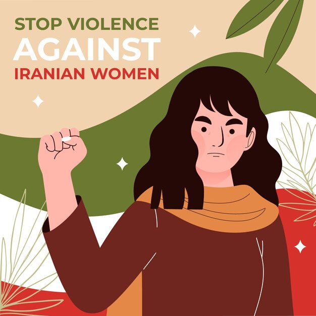 自由のために抗議しているイランの女性のフラットなイラスト