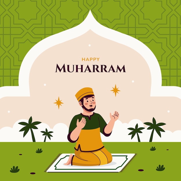 Flat illustration for islamic new year celebration