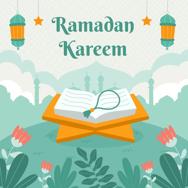 Flat illustration for islamic ramadan celebration