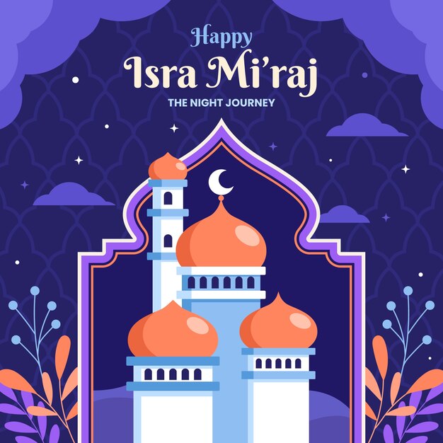 Flat illustration for isra miraj
