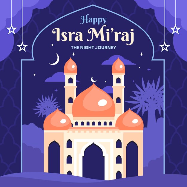 Flat illustration for isra miraj