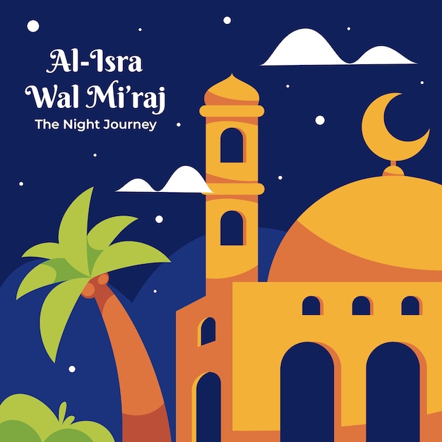 Flat illustration for isra miraj