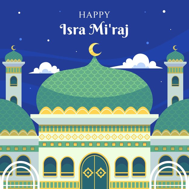 Free vector flat illustration for isra miraj