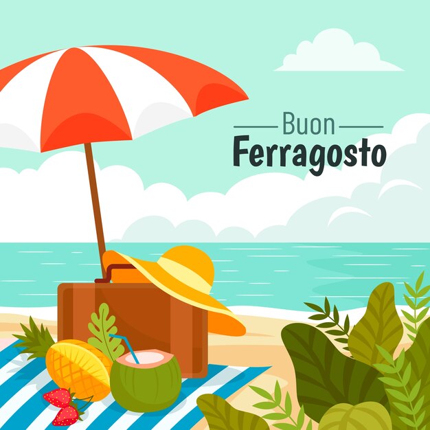 Flat illustration for italian ferragosto celebration