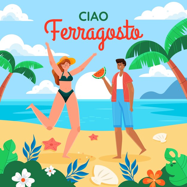 Flat illustration for italian ferragosto celebration