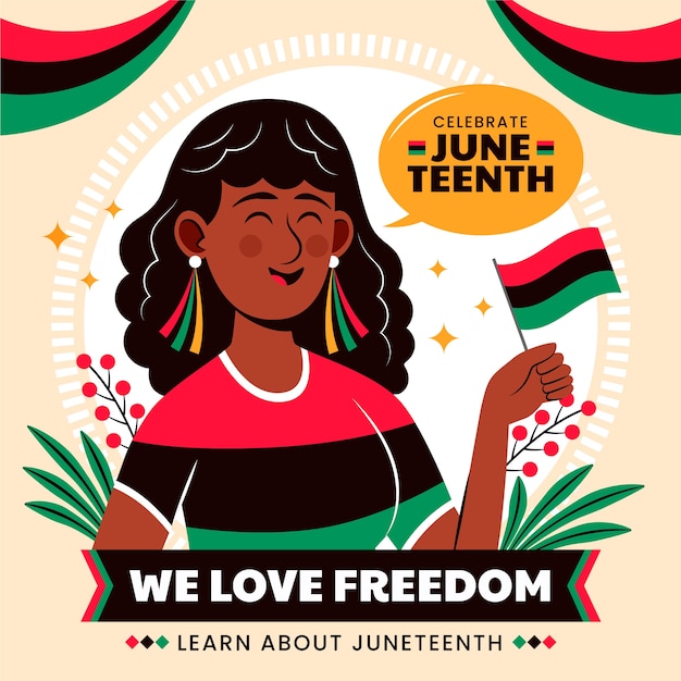 Flat illustration for juneteenth celebration