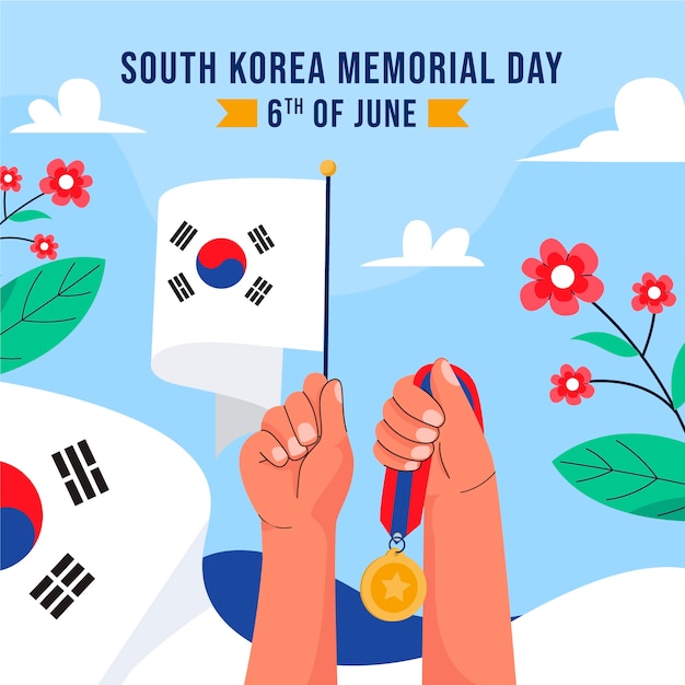 Free vector flat illustration for korean memorial day commemoration