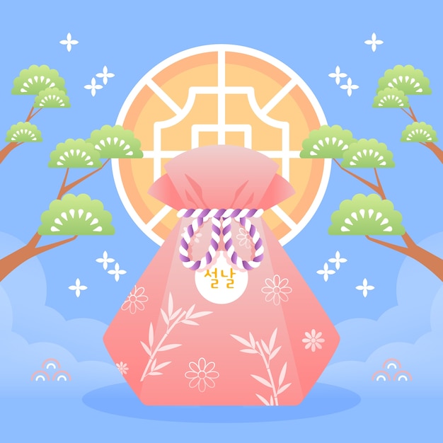 Free vector flat illustration for korean seollal holiday