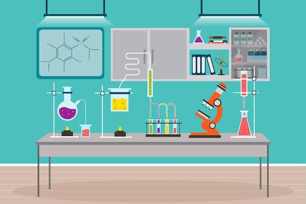 Free vector flat illustration laboratory room