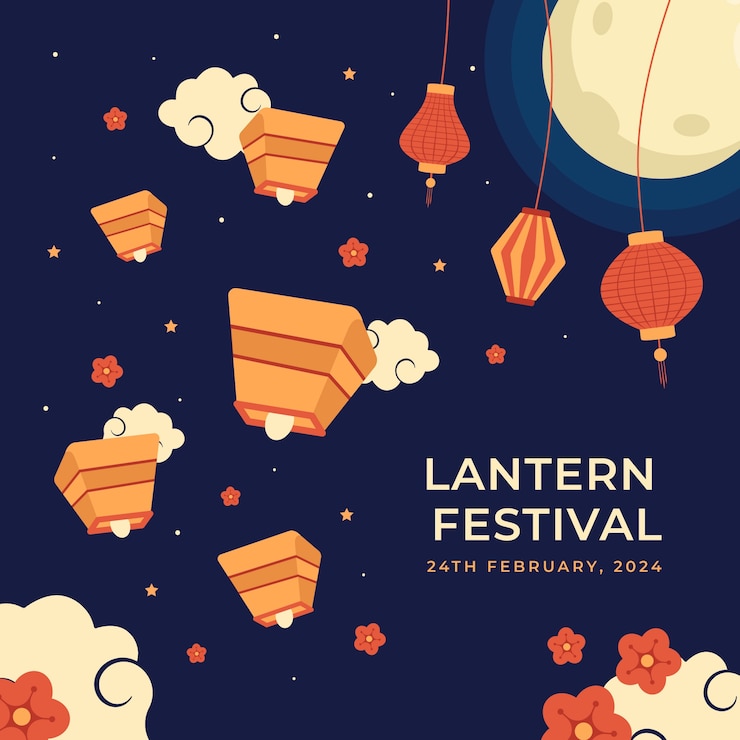 Free Vector flat illustration for lantern festival celebration