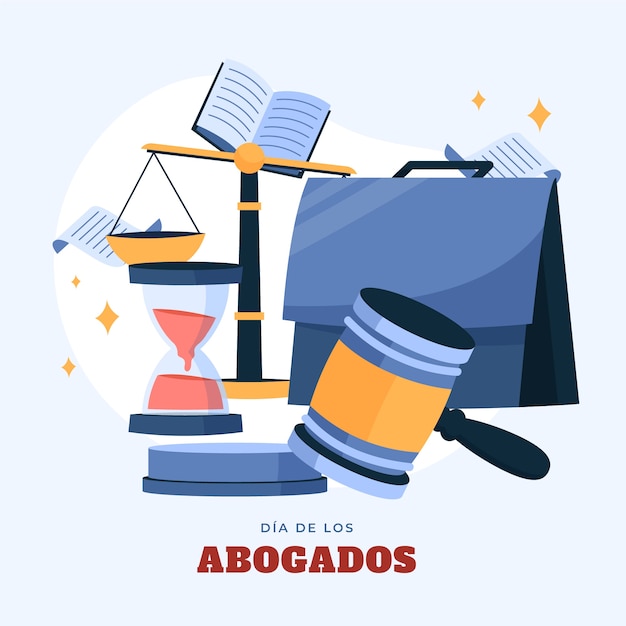 Vettore gratuito illustrazione piatta della giornata degli avvocati in spagnolo