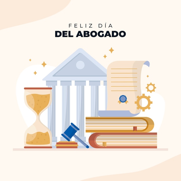 Flat illustration of lawyers day in spanish